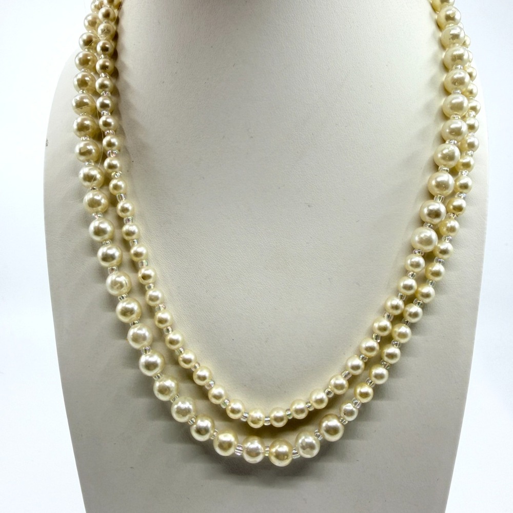 Cream Pearl Layered Statement Necklace Bohemian Chic Festival Layering Accessory